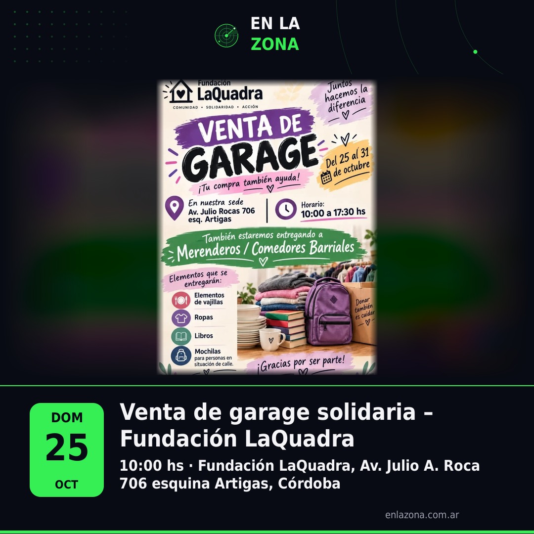 Venta de garage solidaria – Fundación LaQuadra